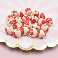 20pcs 16mm love heart round wood beads for jewelry making diy loose spacer wooden bead bracelet necklace valentines day gift