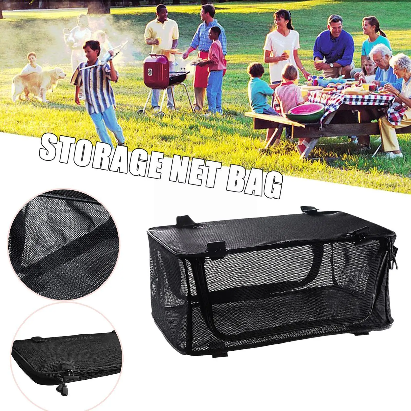 

Portable Folding Table Storage Net Shelf Bag Stuff Mesh For Picnic Outdoor Camping Bbq Kitchen Folding Table Rack Outdoor