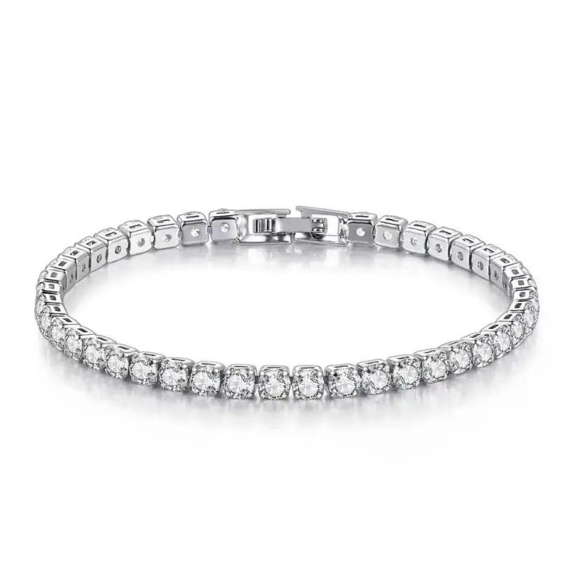 

100% S925 Sterling Silver Created Moissanite Gemstone Bangle Charm Wedding Bracelet Fine Jewelry Wholesale Drop Shipping