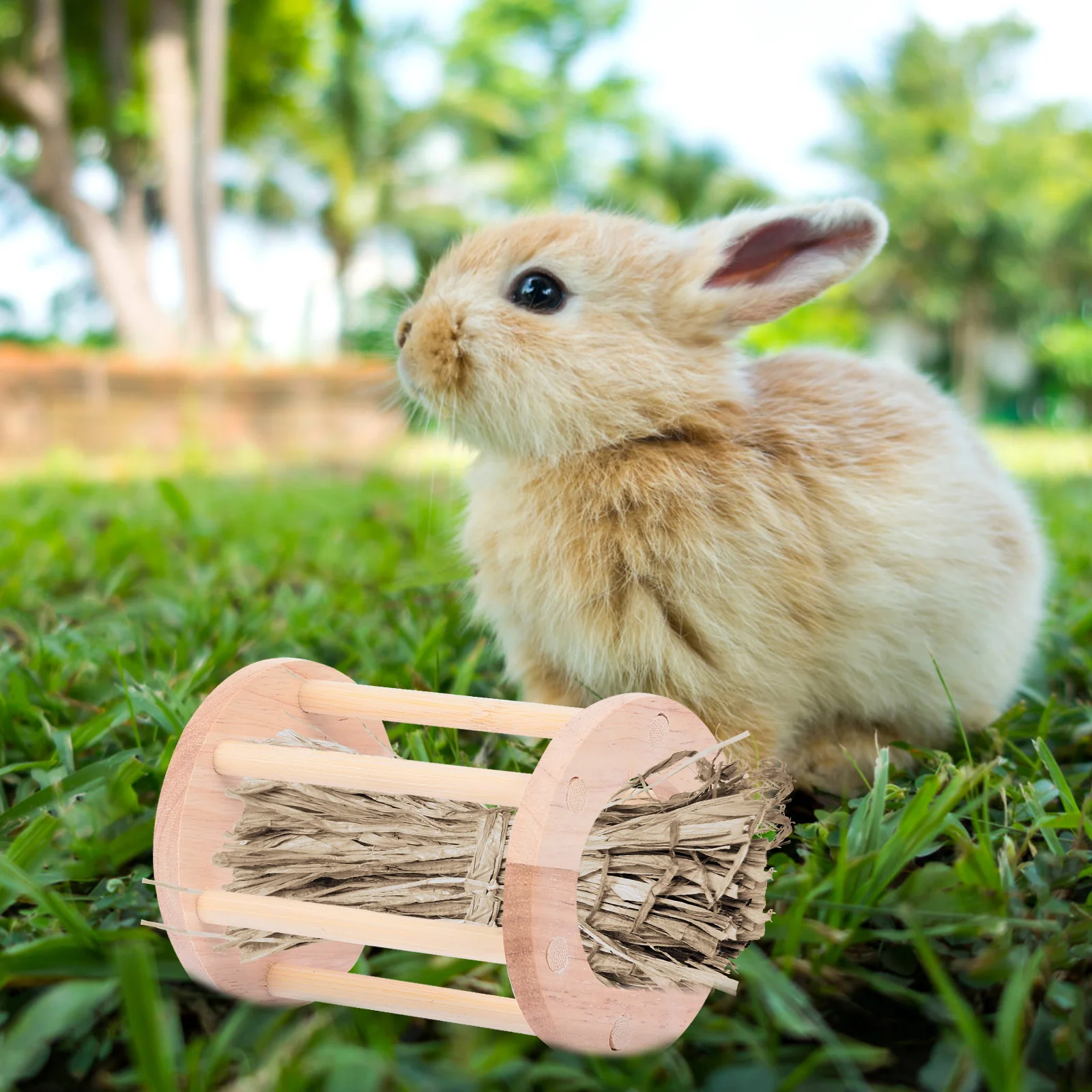 

Feeder Rabbit Hay Guinea Hanging Bowl Wood Dispenser Feed Rack Feeding Rodent Hedgehog Toy Supplies Hamster Frame Cage Rabbits