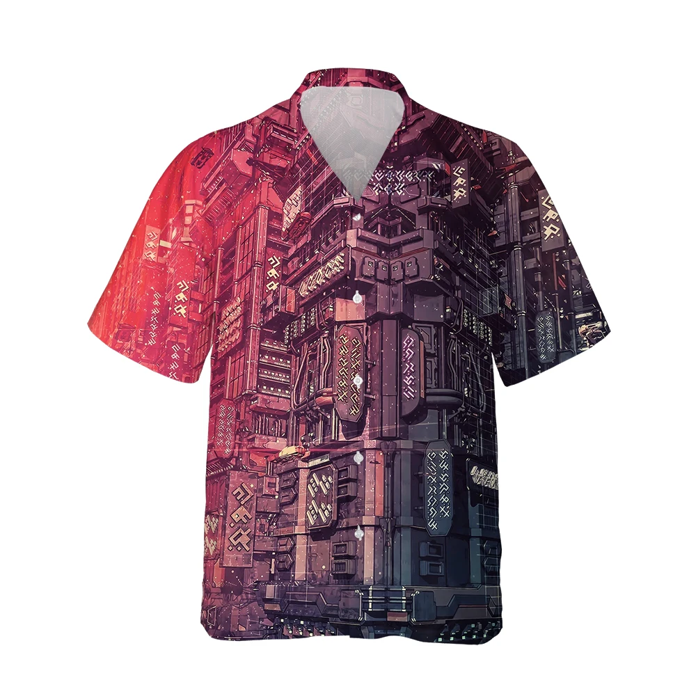 

Jumeast Cyberpunk Clothes Mens Shirts Flipper Zero Hacker Short Sleeve Shirt For Men Futuristic Print Loose Blouses Techwear