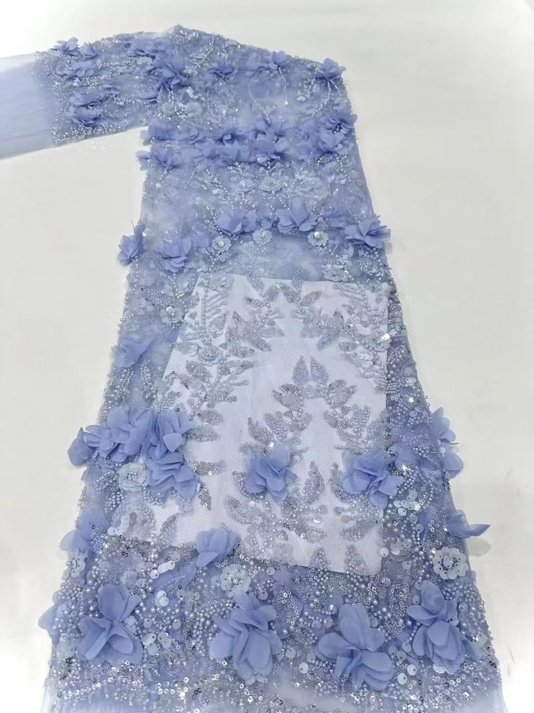 Африканская сетчатая кружевная ткань с бусинами для шитья одежды блесток тюль