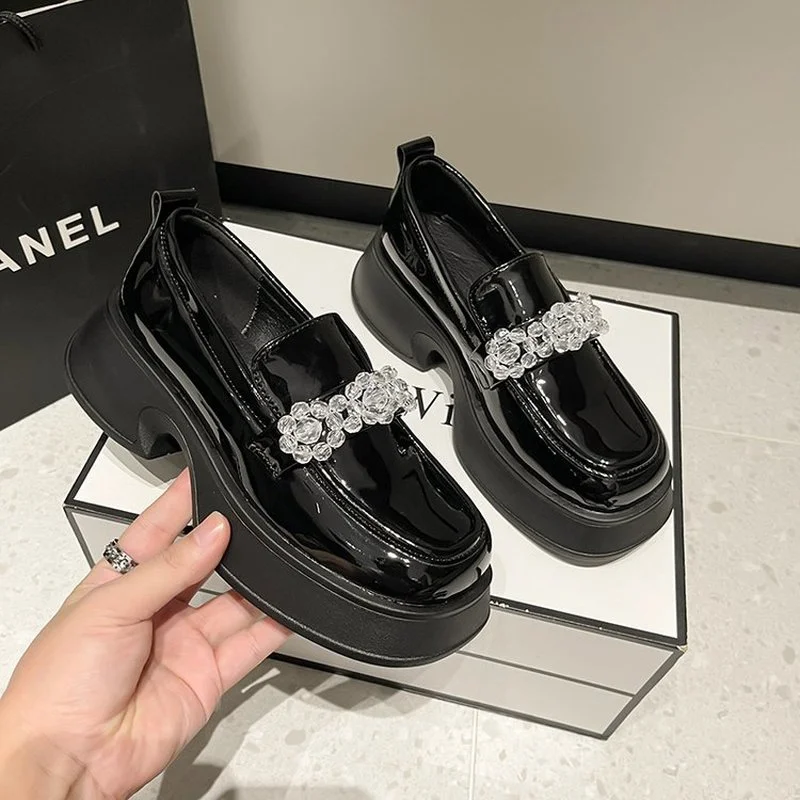 

2022 Spring Autumn New Women Fashion Lolita Mary Jane Loafers Shoes Platform Pearl Comfortable Women's Shoes Zapatos De Mujer