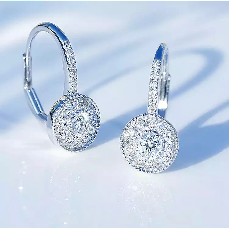 

Fashion Luxury Hoops Dangle Earrings for Women with Dazzling Cubic Zirconia Silver Color Gift Statement Jewelry Drop Ship