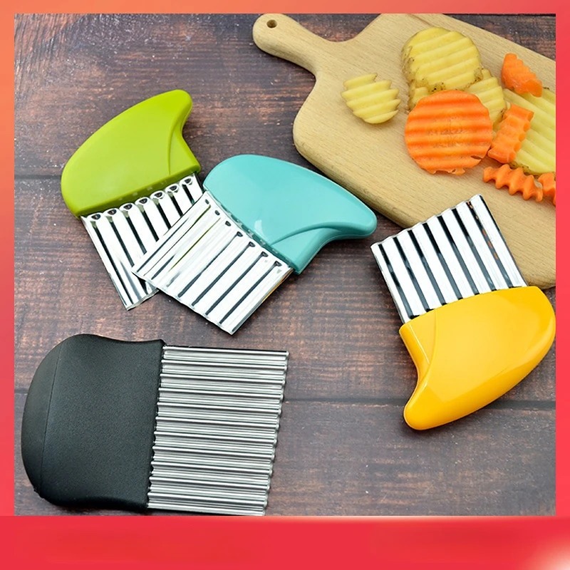 

Stainless Steel Potato Chip Slicer Dough Vegetable Fruit Crinkle Wavy Slicer Knife Potato Cutter Chopper French Fry Maker Tool
