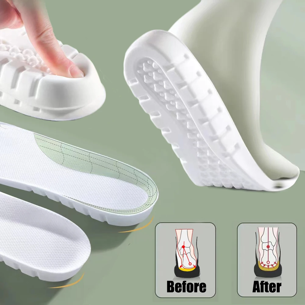 Soft Latex Sport Insoles for Shoes Men High Elastic Shock Absorption Shoe Cushion Feet Arch Support Orthopedic Insoles Women