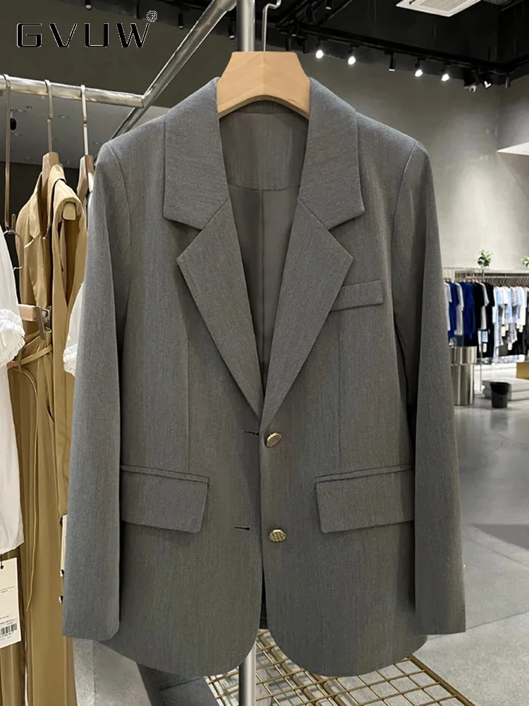 GVUW винтажный женский пиджак пальто с лацканами и длинными рукавами однобортное