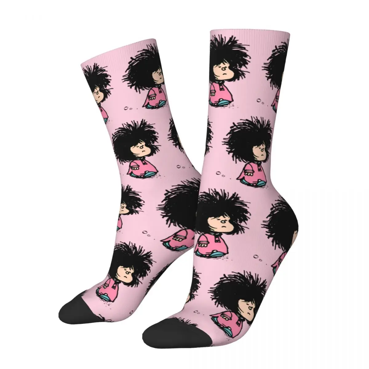 

Розовое платье Mafalda Quino носки из комиксов Пешие прогулки 3D принт для мальчиков и девочек носки до середины икры