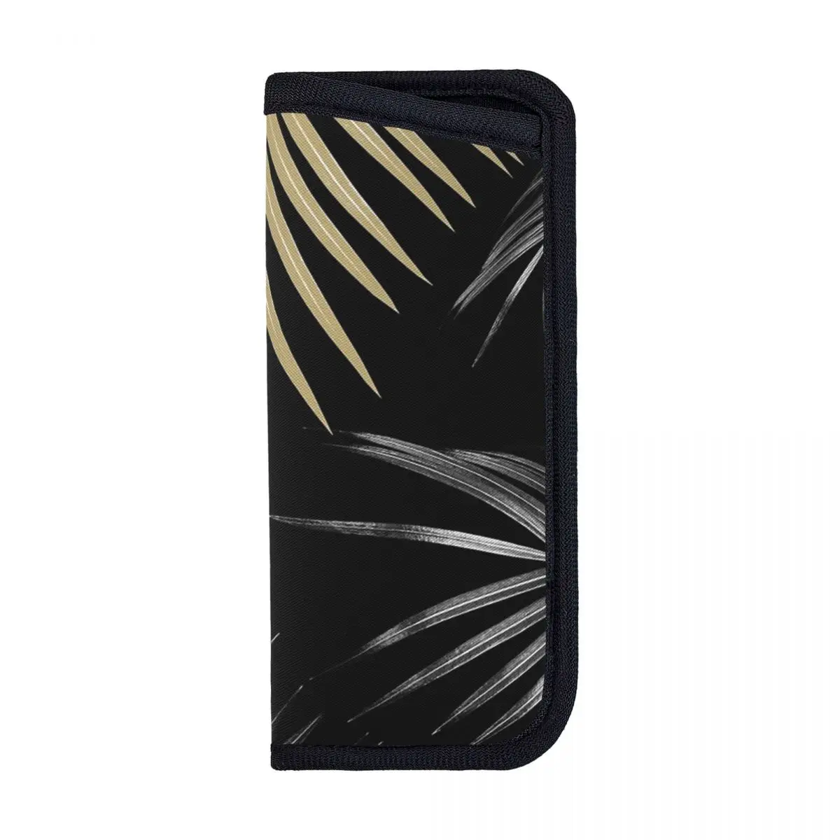 

Gold Gray Palm Leaves Dream Glasses Case Unisex PortableBox Tropical Hawaiian Exotic Glasses Storage Box Small Glasses Box