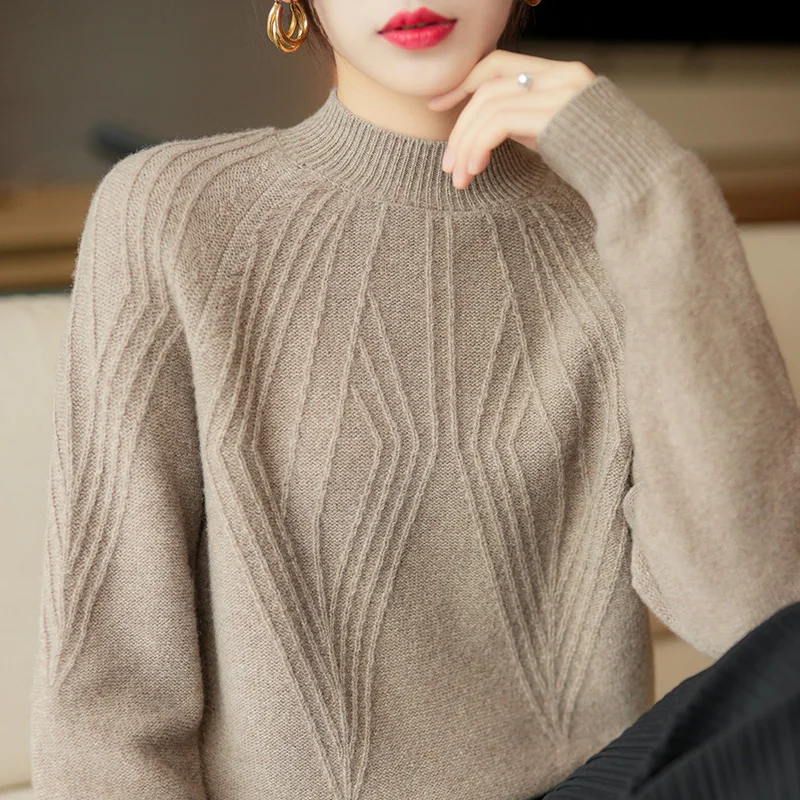 

Women Sweater 2022 Autumn Winter New Fashion Casual 100% Wool O-Neck Sweater Female Warm Soft Loose Long Sleeve Knitted Pullover