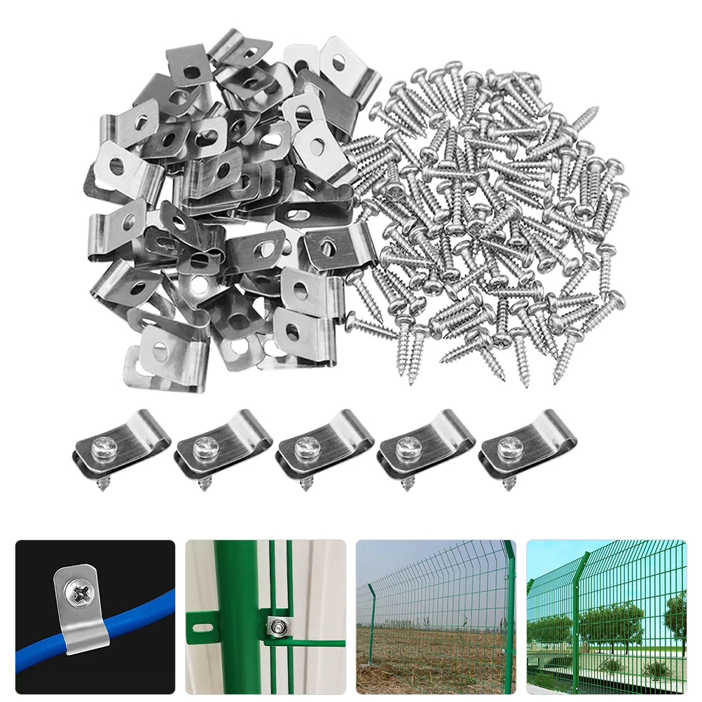 

100 Pcs Pet Metal Clamps Cable Holder Clip Fence Wire Aluminum Material Cage Buckle Clips