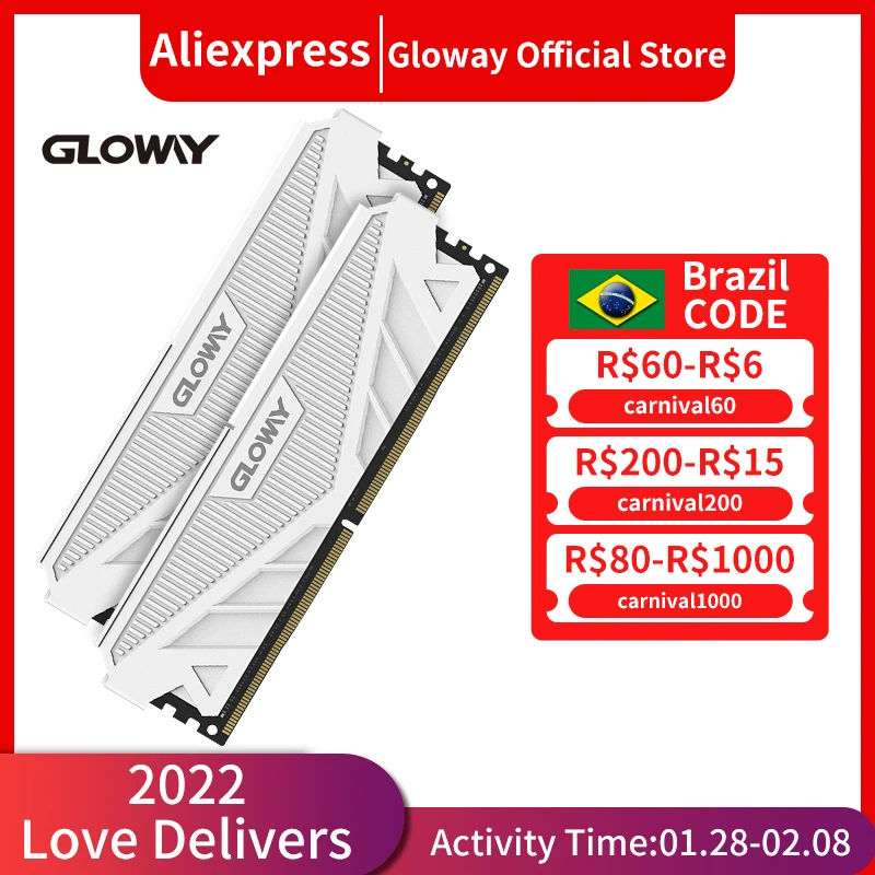 Оперативная память Gloway DDR4 16 Гб 3200 МГц 32 Гб (8GBX2) комплект (16GBX2) Настольная теплоотводящая память для компьютера