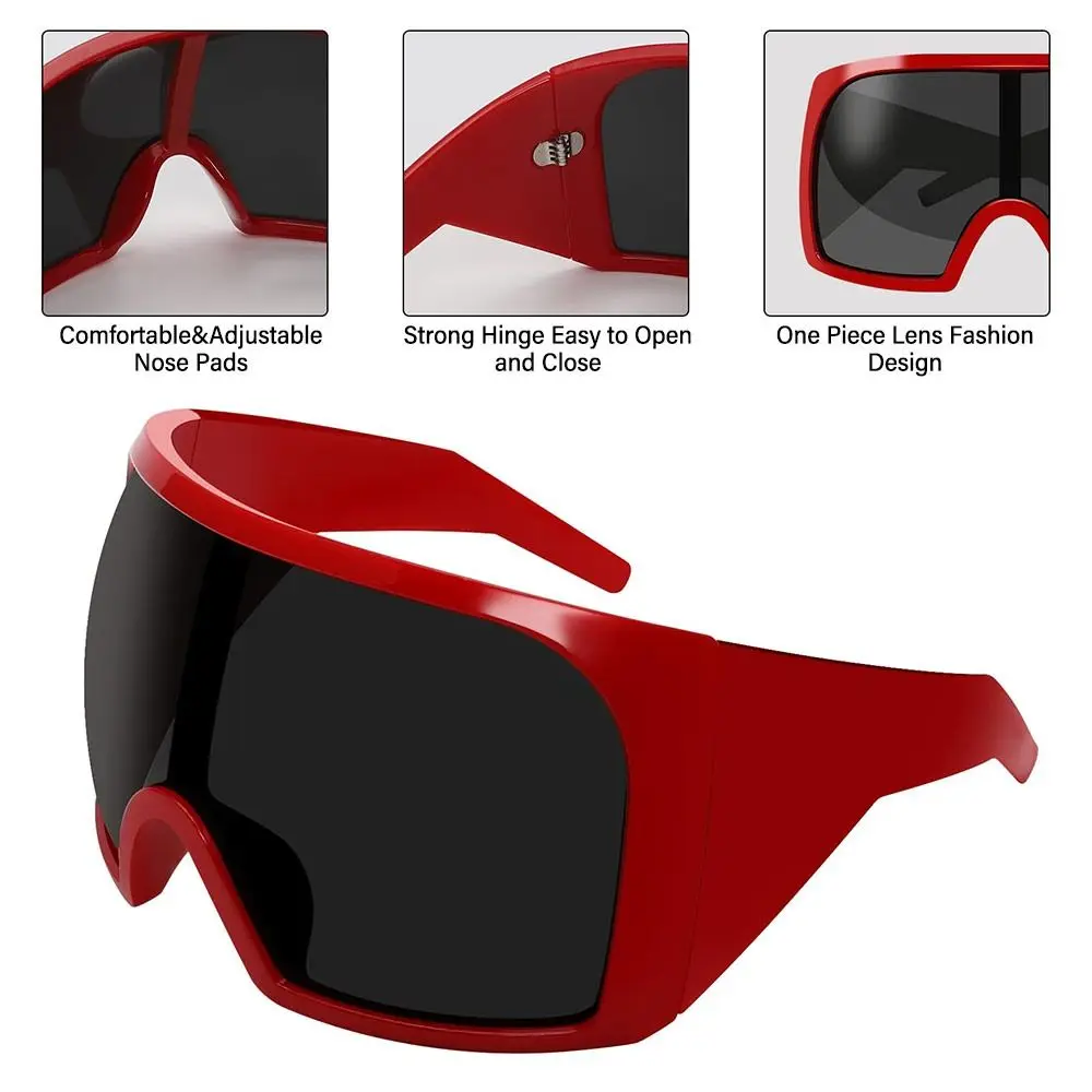 Негабаритные солнцезащитные очки с запахом футуристические изогнутыми линзами