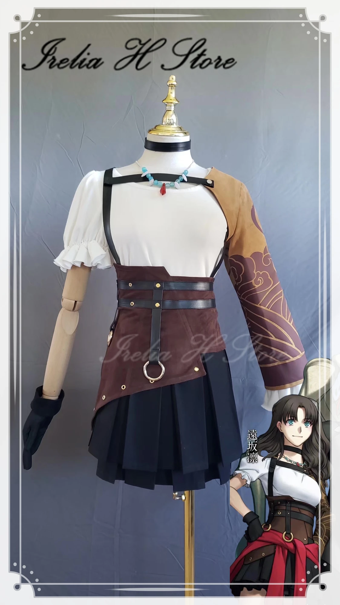 

Irelia H Store Fate/Grand Order FGO Tohsaka Rin Косплей Костюм Tohsaka Rin Повседневное платье женская летняя рубашка Jk юбка на заказ