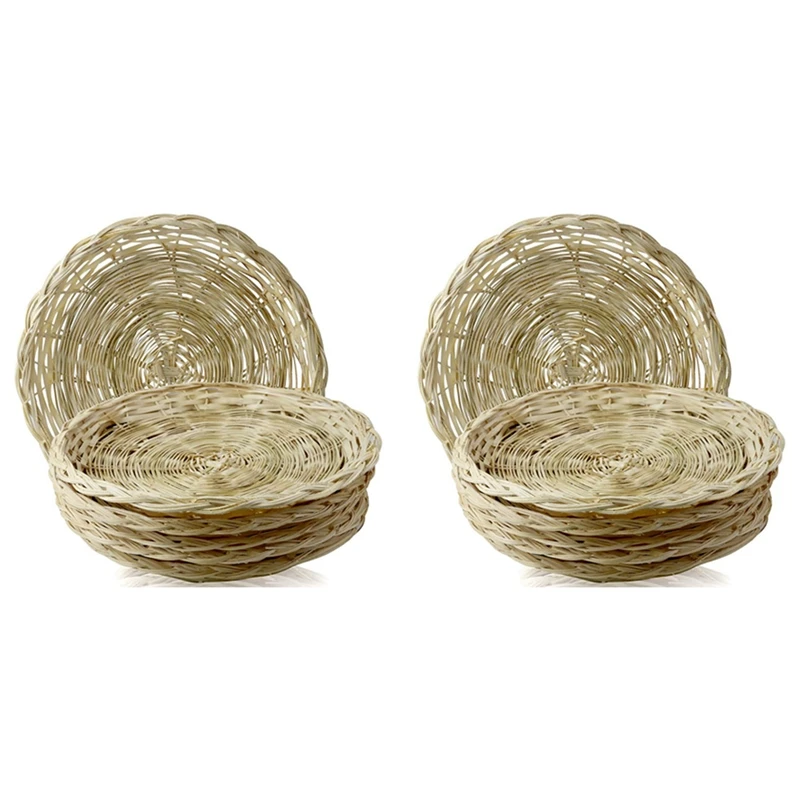 

10 Pcs Bamboo Paper Plate Holder - 10 Inch Round Woven Plate Holder, Reusable Paper Plate Holders For Picnic Party