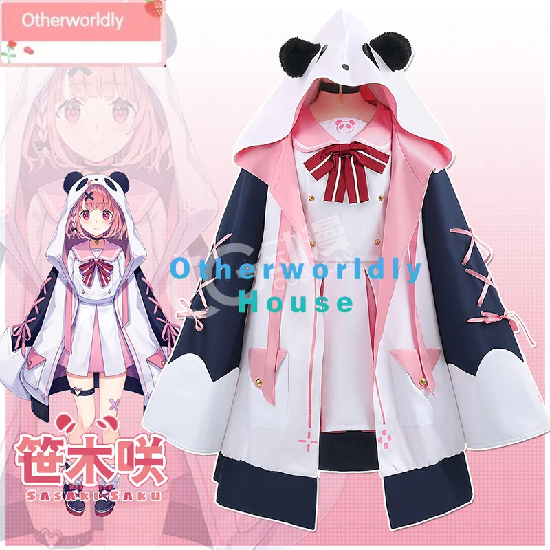 Костюм сасасаки Саку для косплея Vtuber костюм милой панды топ юбка пальто Хэллоуин