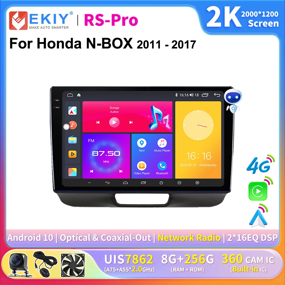  Автомагнитола EKIY CarPlay на Android для Honda N-BOX 2011-2017 мультимедийный видеоплеер с 2K экраном 2din стерео GPS навигация DSP