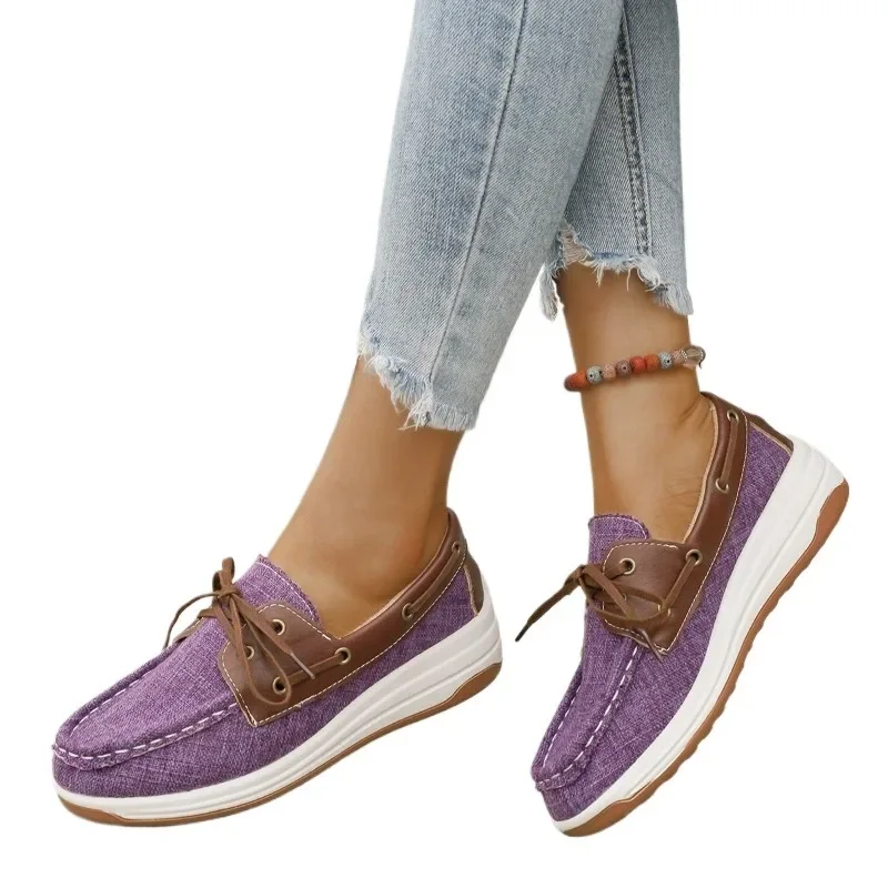 2024 женская обувь высокого качества на плоской подошве со шнуровкой модная