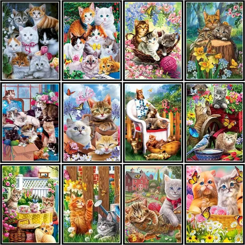 

GATYZTORY Paint By Number Cartoon Cat Animal HandPainted Painting Art Gift Diy Pictures By Numbers Kits Home Decoration