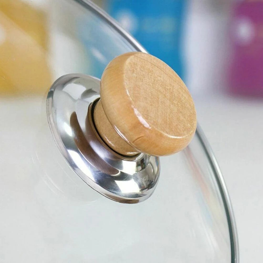 

Wood Handle Pot Lid Knob Kettles Oil Pans It Can Be Used For Frying Pans Wood 4pcs Accessories Stainless Steel