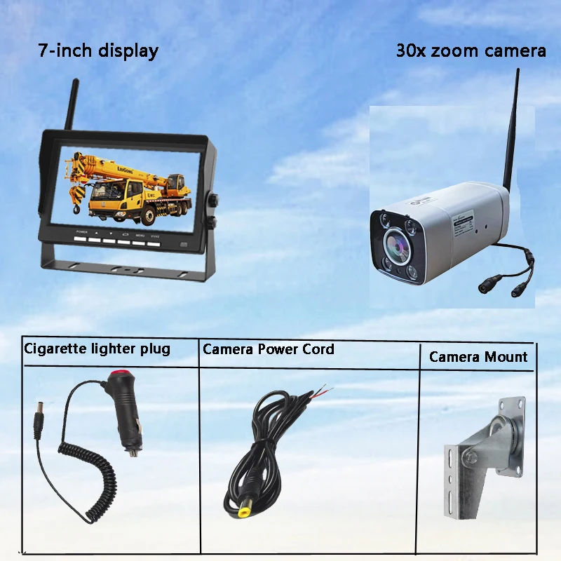 

Беспроводная камера наблюдения крана, башенный зум, запись видео с 7-дюймовым экраном, реверсивный задний вид, грузовик, черный ящик, 12 В, 24 В