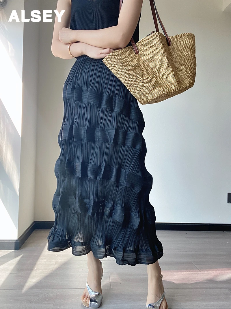 

Юбка ALSEY Miyake Женская Плиссированная, элегантная облегающая повседневная в Корейском стиле, модная летняя