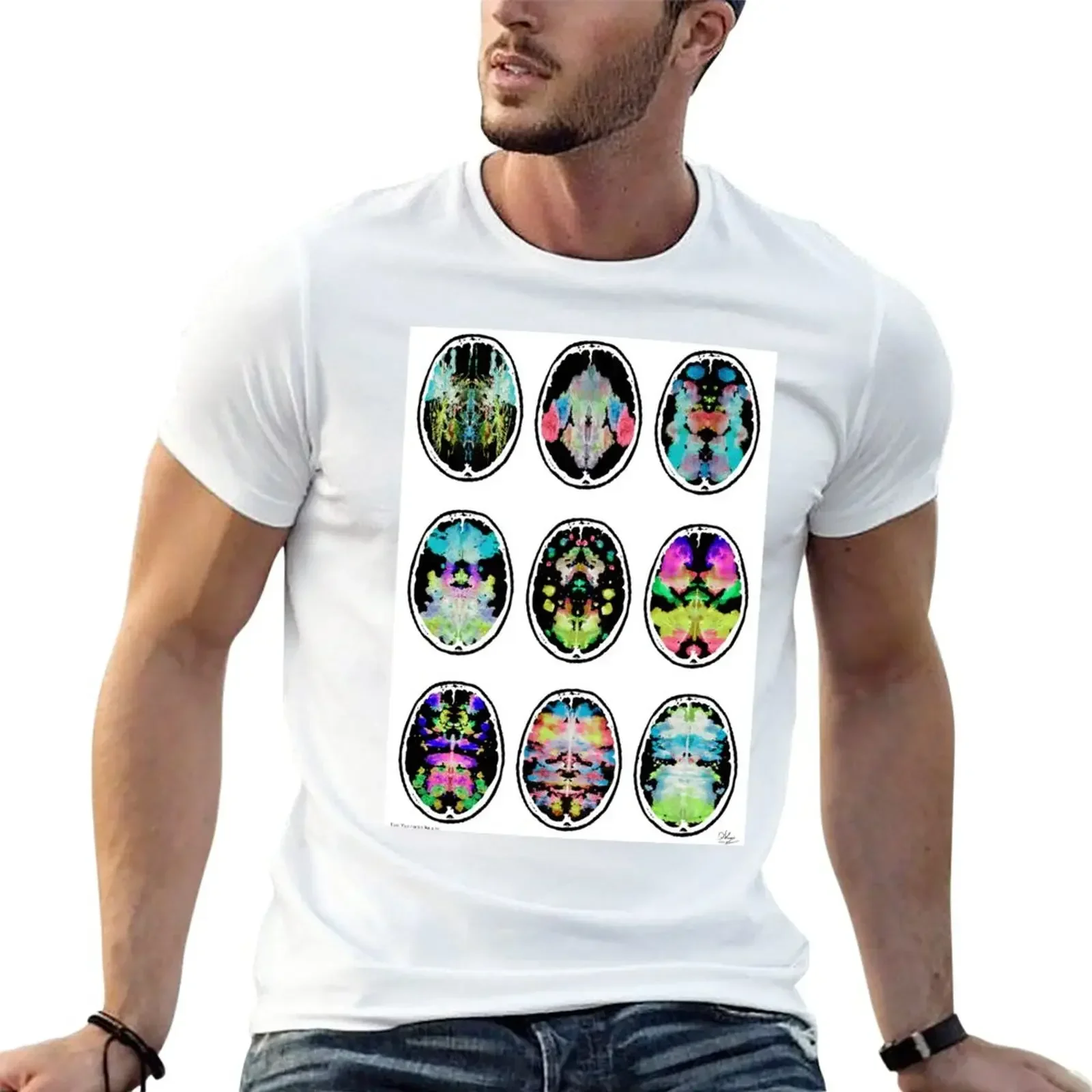 Rorschach inkblot fMRI Scan 9a перевернутая футболка топы большие забавные мужские футболки с