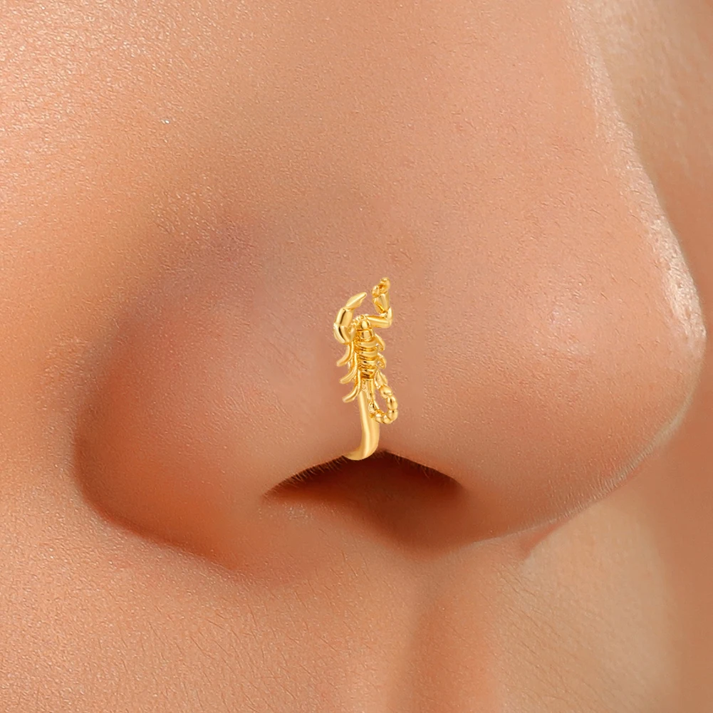 

1Pc Crystal Dragon Fake Nose Ring Animal Non Piercing Clip On Nose Ring Indian Style Nose Cuff Fake Piercing Septum