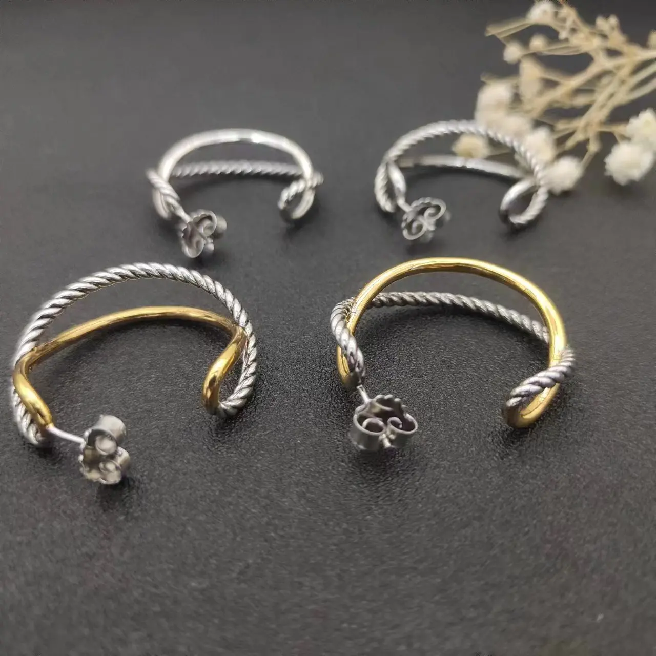 David Yuman Classic Lady Studs 34MM Gold-plated Silver Lady's Button 2023 Holiday Gift