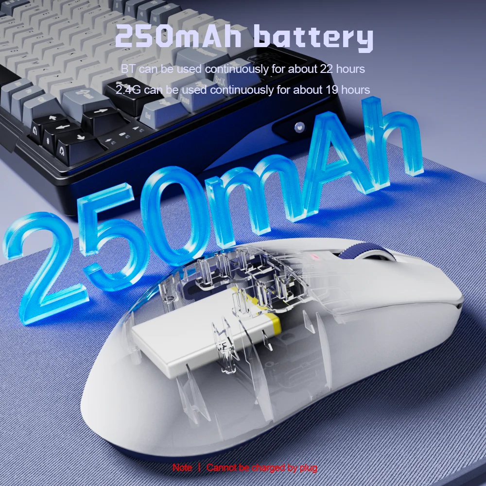 RK ROYAL KLUDGE M30 Трехрежимная беспроводная мышь 41G Легкая PAW3311 12000 точек на дюйм 250 мАч Bluetooth игровая компьютерная мышь RK Программное обеспечение (art.: 3920cd0f01889) - 3920cd0f01889