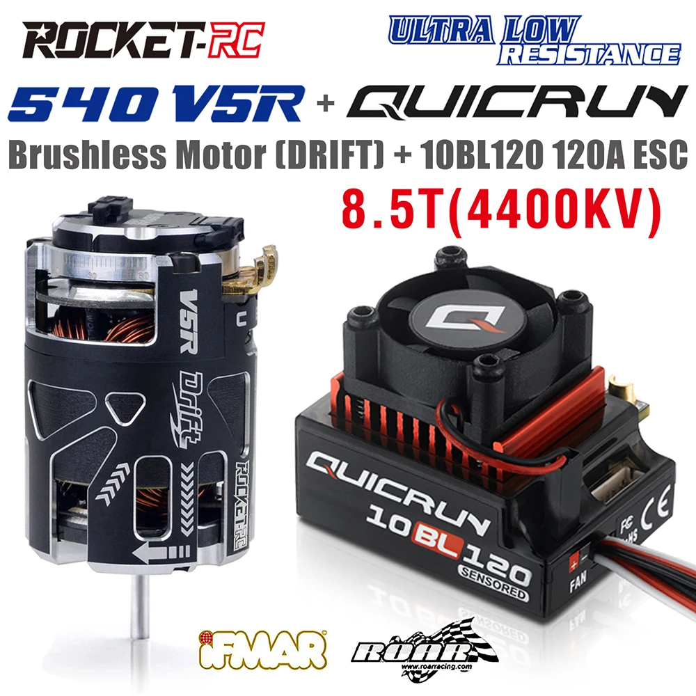 

Двигатель с дистанционным управлением Hobbywing 120A ESC Rocket 540 V5R 8,5 T, бесщеточный двигатель для автомобилей 1/10 1/12 1/14