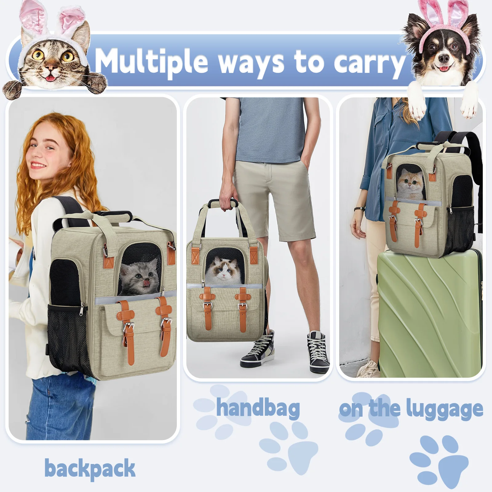 Складной Дышащий Рюкзак-переноска Для Собак И Кошек — Дорожный Мешок Перевозки
