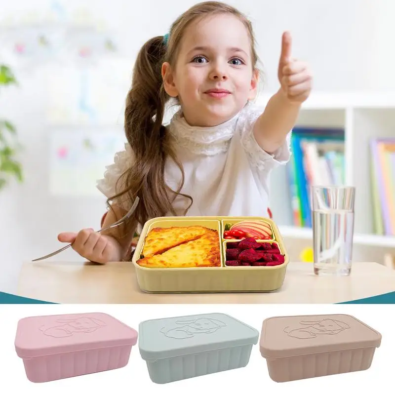 

880ml Kids Lunch Box Containers 3 Removable Compartments Food Storage Box Leak-Proof Versatile Bento Lunch Box For Home use