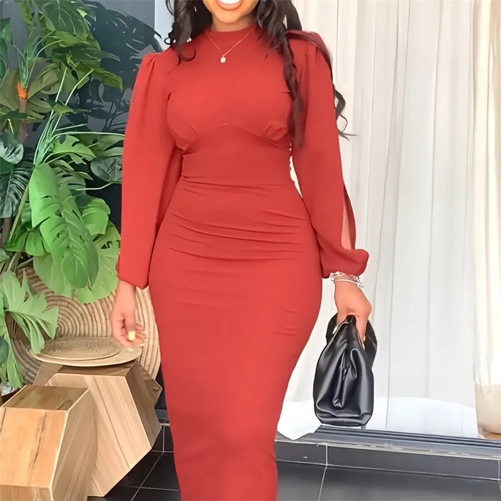 

Elegant Office Dress Temperament Personality Sleeve Slim One-step Dress 2022 Summer African Women's Clothing