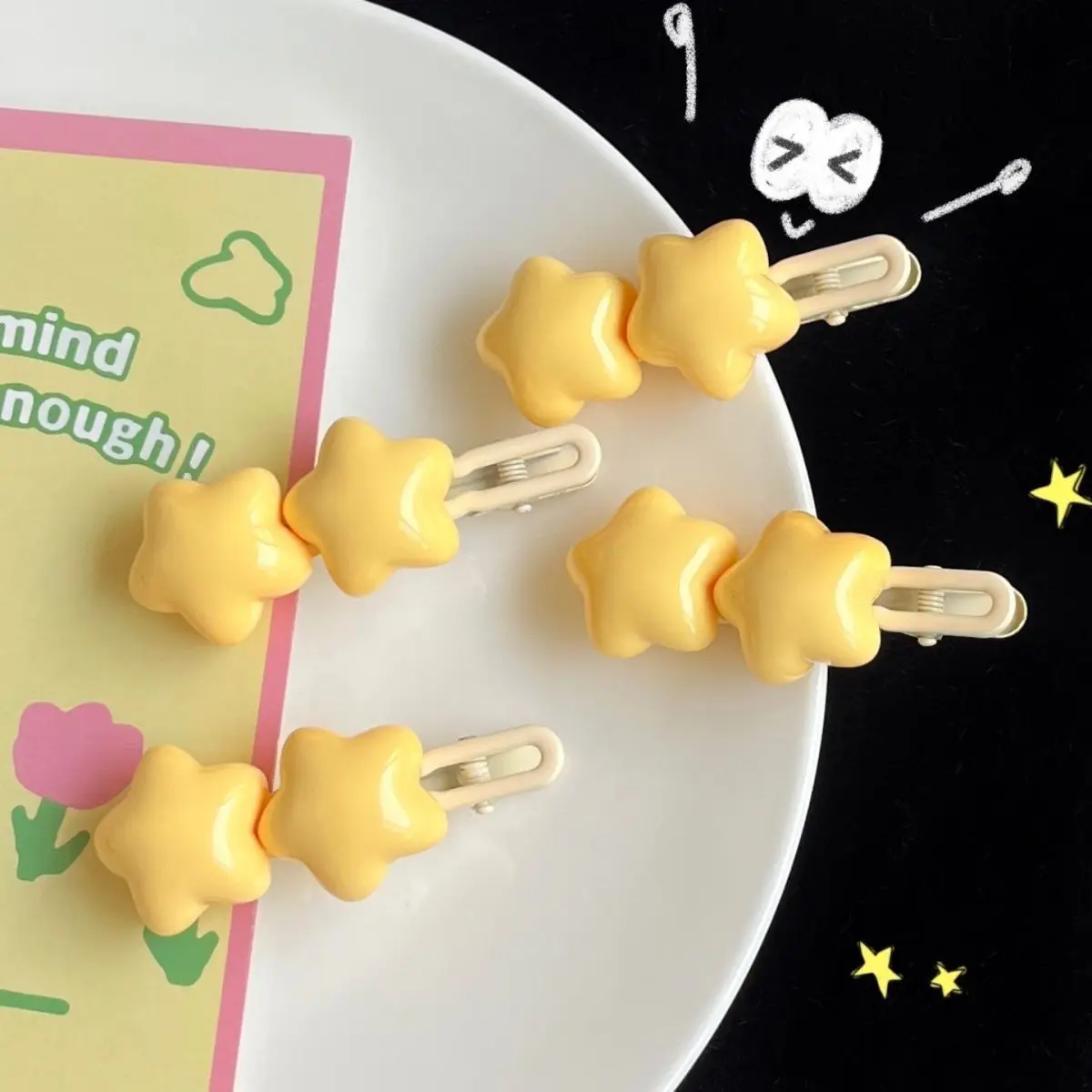 

Cute Star Hair Clip New Korean Cream Pentagram Hair Clip Girl Heart Hair Clip Headwear A3431
