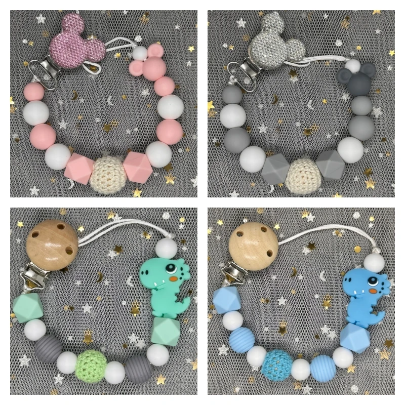 ГОРЯЧИЕ детские зажимы для соски браслет прорезывания зубов деревянная цепочка