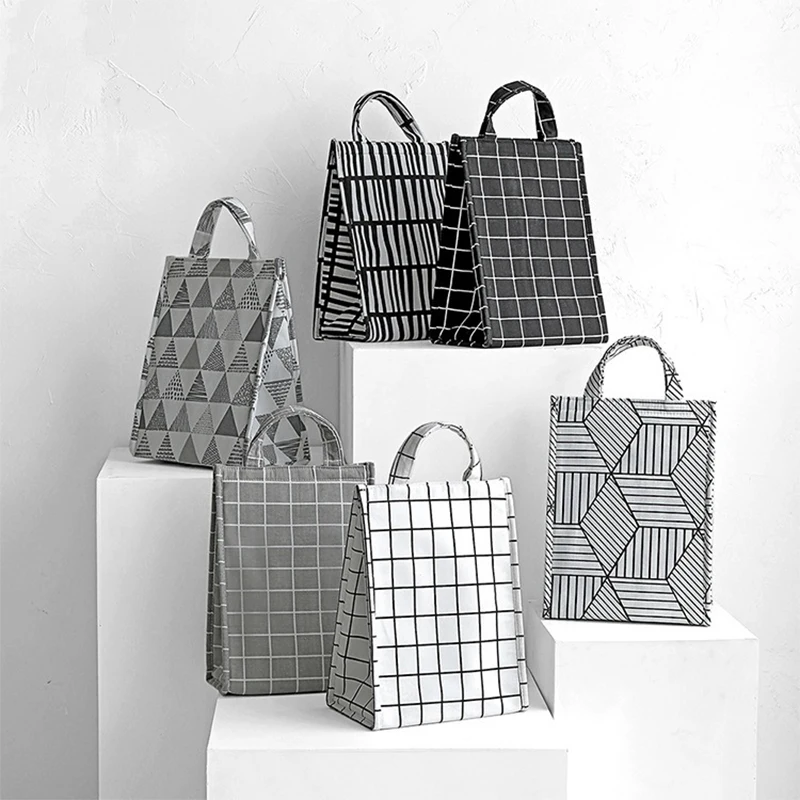 

Thickening Non-woven Aluminum Foil Insulation Bags Minimalism Takeaway Lunch Boxes Folding Bags Cakes Fruits Fresh-keeping Bags