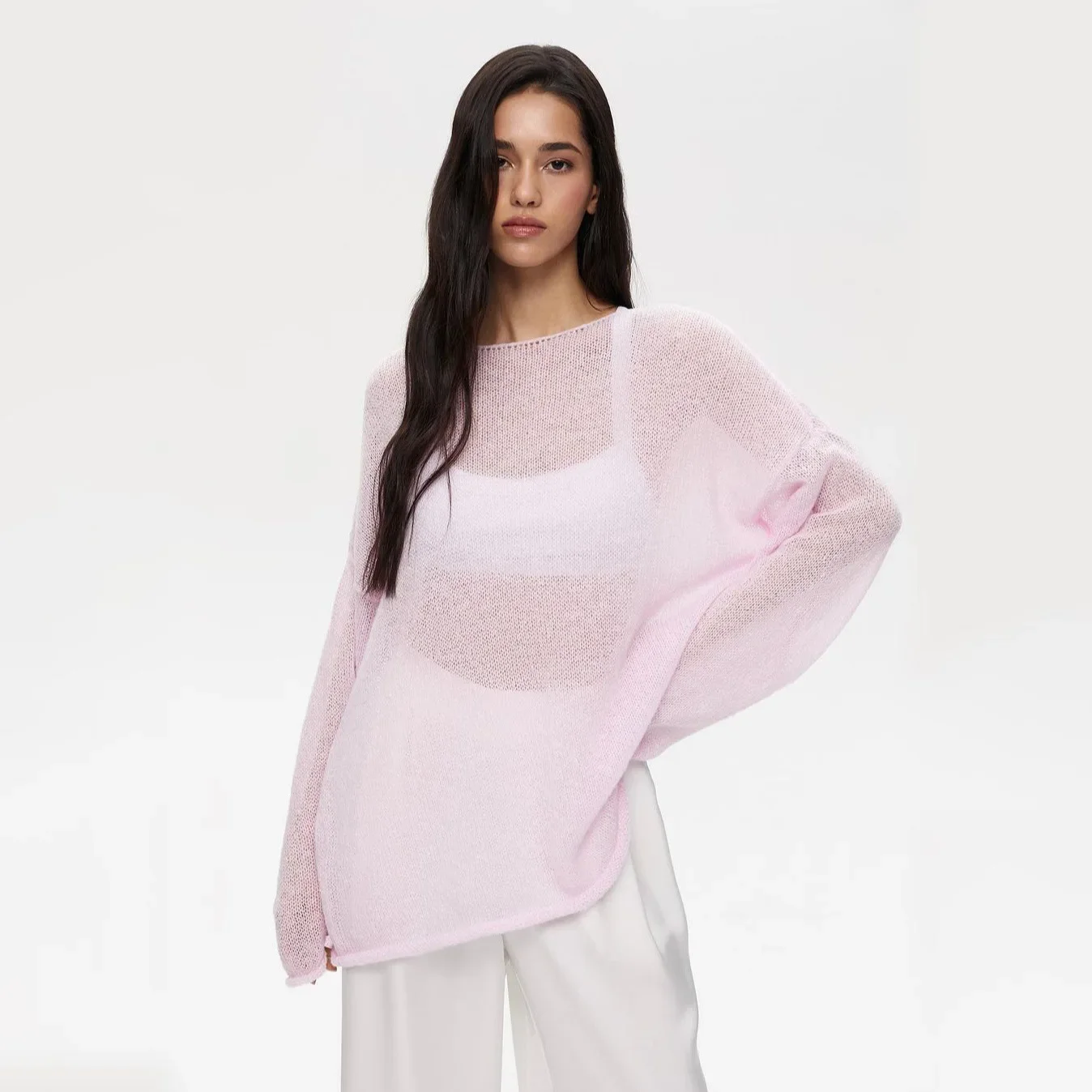 Минималистичная однотонная футболка с длинными рукавами элегантная сексуальная