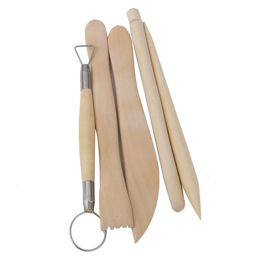 

5Pcs Wooden Pottery Clay Sculpture Carving Tool Set Sculpt Geometry Tool