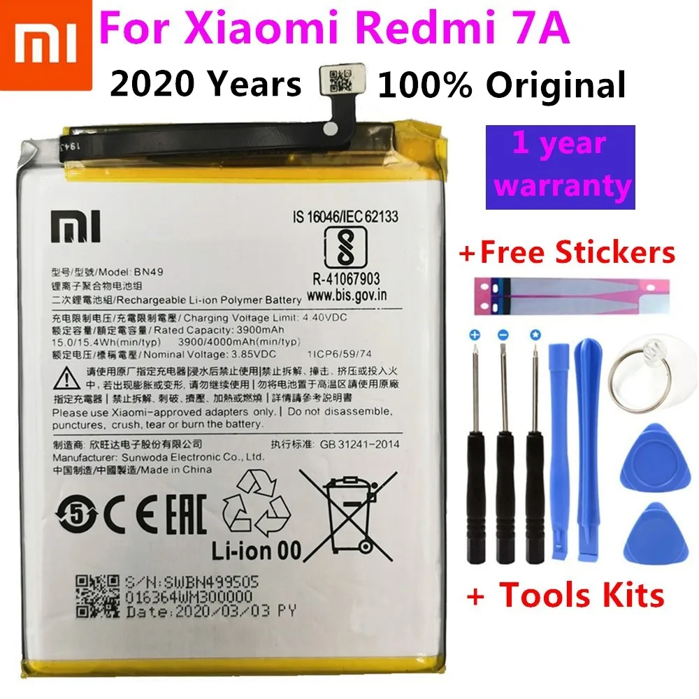 

XiaoMi Original Replacement Battery BN49 For Xiaomi Redmi 7A 100% New Authentic Phone Battery 4000mAh With Free Tools