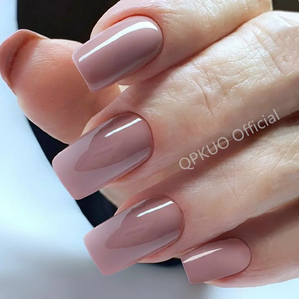 

24Pcs Long Square Press On False Nails With Adhesive Acrylic Fake Nails Full Cover Faux Ongles DIY Manicure Fingertips Brown