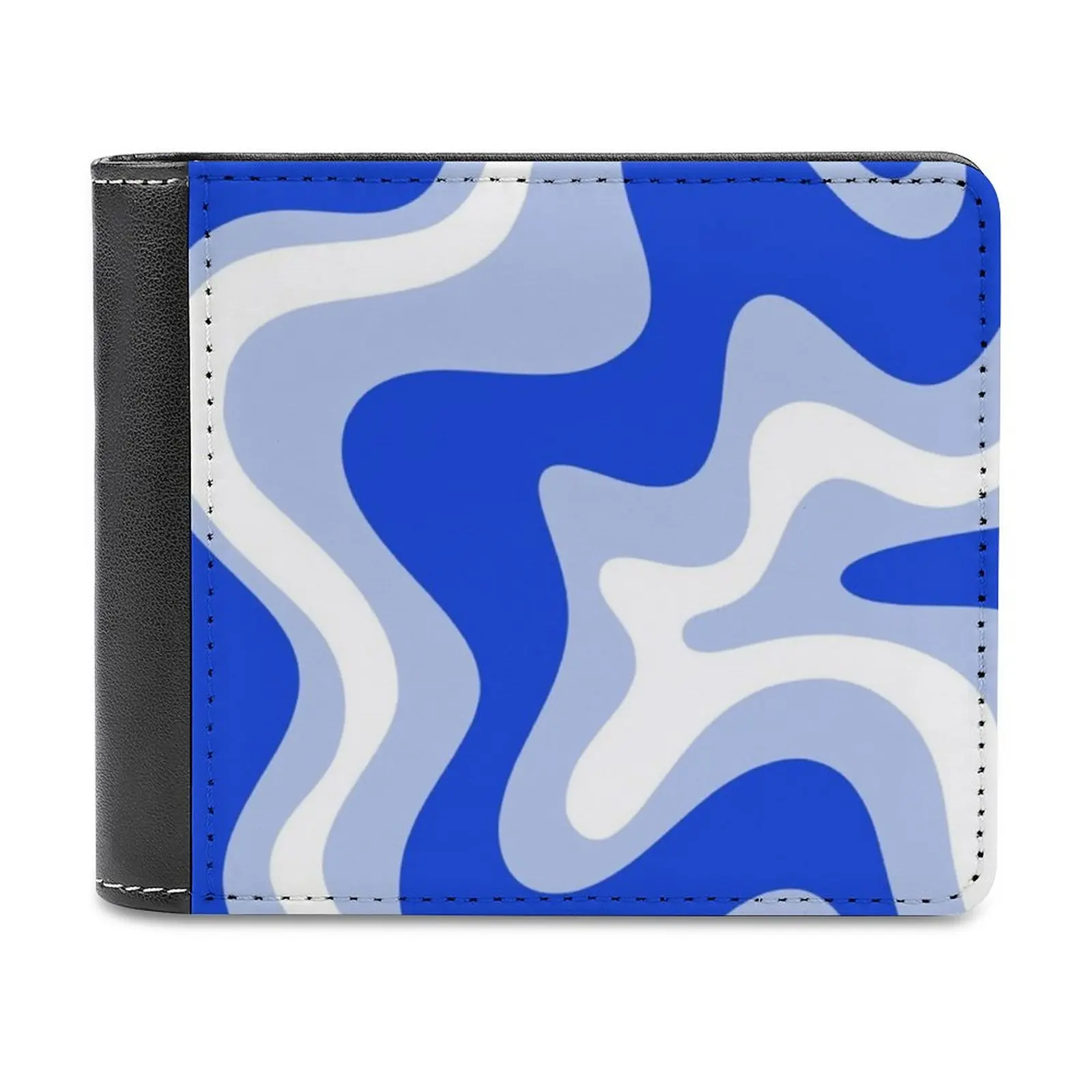 

Retro Liquid Swirl Abstract Pattern Royal Blue Light Blue And Men's Wallet Leather Purse Holder Credit Card Short Wallet