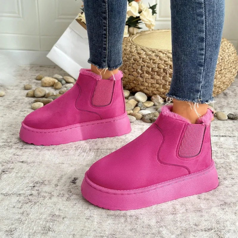 Бархатные сапоги с круглым носком на осень и зиму новинка 2024 международная