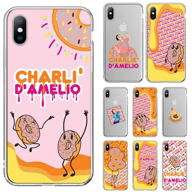 Прозрачный чехол Charli Damelio Dunkin для iPhone 11 12 Mini 13 Pro XS Max X 8 7 6s Plus 5 SE XR - купить по