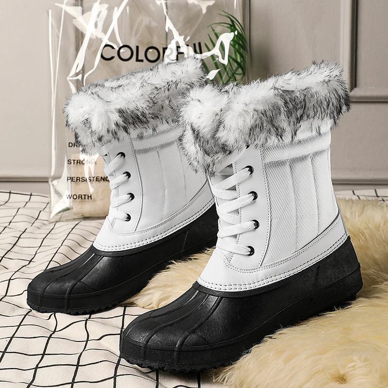 

Women Boots 2022 New Winter Snow Boots With Platform Shoes Low Heels Waterproof Ankle Boots Female Women Shoes Botas De Mujer