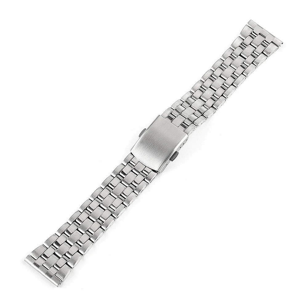 Enlarge Watch Accessories 18mm 20mm 22mm 24mm Silver Aircraft Buckle Stainless Steel Flat End Jubilee Watch Bracelet