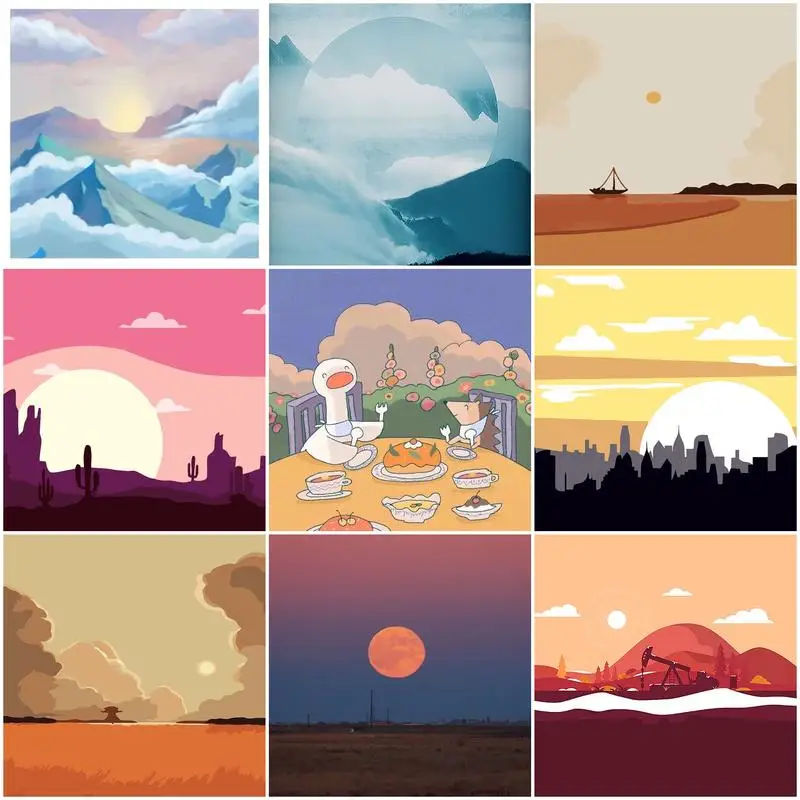 

GATYZTORY живопись маслом по номерам искусственная горная стена домашний декор живопись по номерам пейзаж рисунок на холсте Ручная роспись иск...