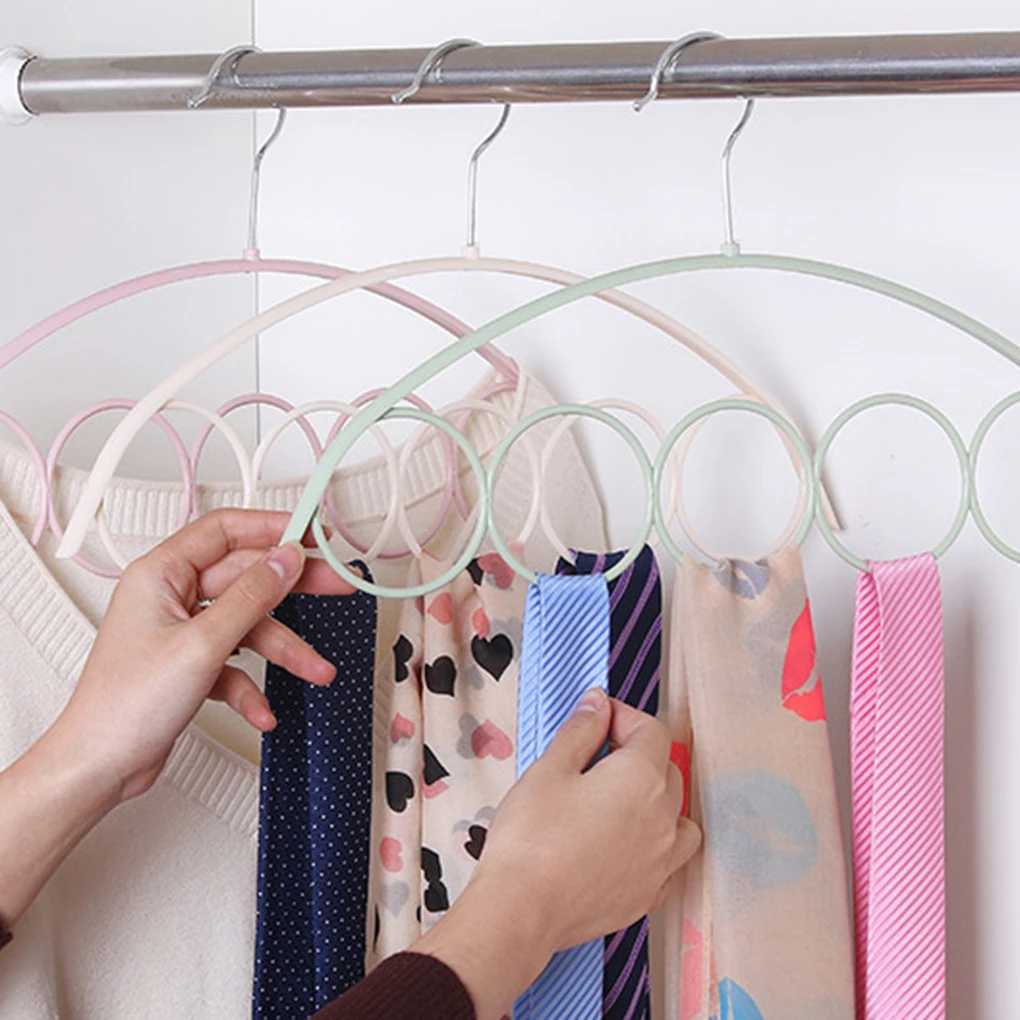 Бытовая вешалка для шарфа 5 колец стойка однотонный платок Органайзер держатель