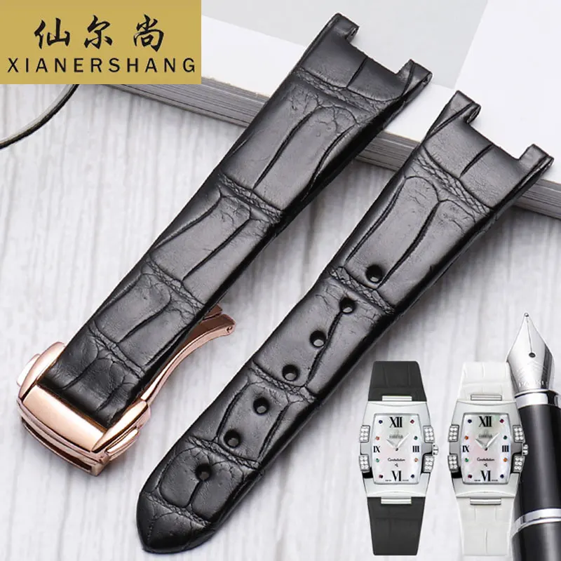 

XIANERSHANG Luxury Genuine Alligator Strap Custom Dedicated o-mega Watchbands Folding Buckle Crocodile Skin Watch Band 14MM 19MM