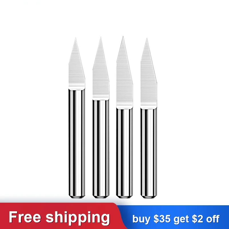 

10pcs 3.175mm CNC engraving V bits Tip0.1-0.8 10-60 Degree carbide Material tools end mill cutter